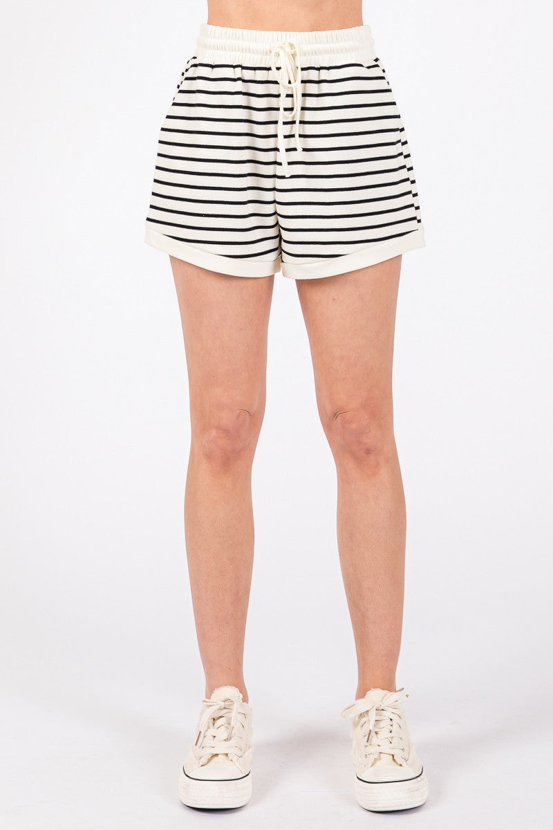 Striped Terry Top and Shorts Set