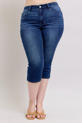 Curvy Rubie's Dark Wash Capri with Side Slit