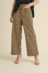 Taupe Leopard Dressy Pants With Pockets