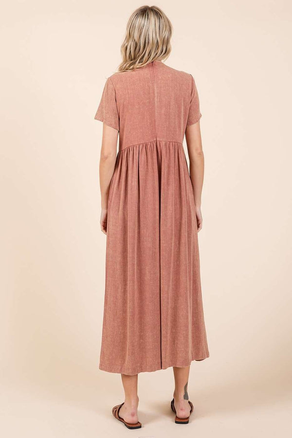 Clay Mineral Washed Flowy Linen Jumpsuit