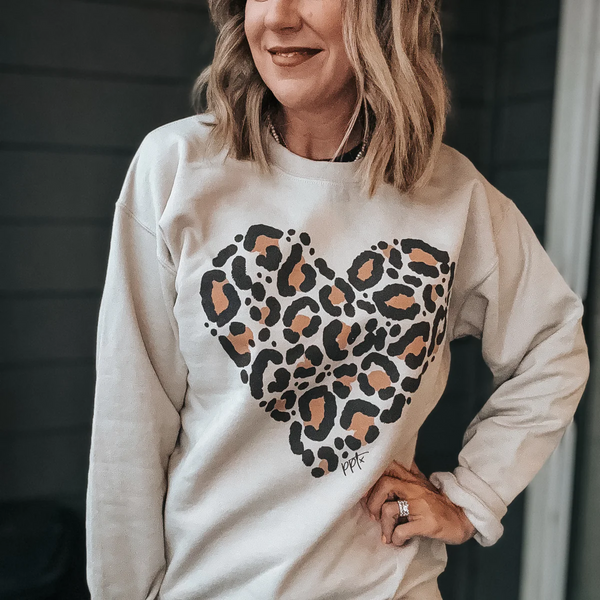 Sand Leopard Heart Sweatshirt