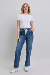 Parker's High Waisted Drawstring Wide Leg Jeans