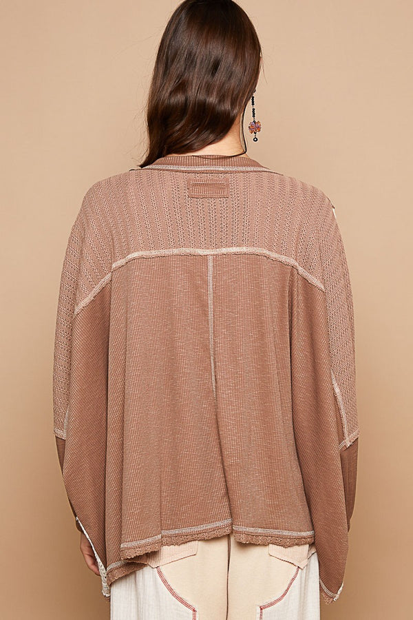 Mixed Material Boyfriend 3/4 Sleeve Tee