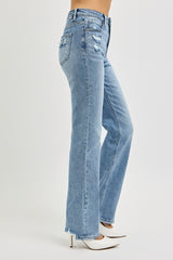 Kathy's High Rise Straight Fit Distressed Jeans