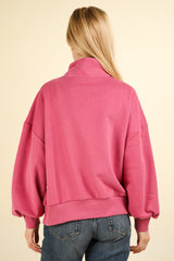 Curvy Rose Collared Snap Pullover