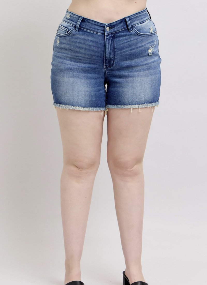 Curvy Preston's High Waist Shorts with Shield Pockets