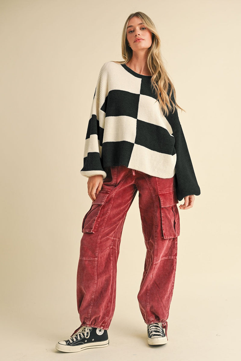 Color Block Back Striped Sweater