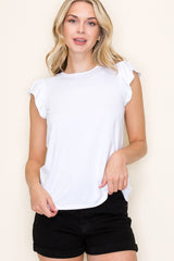 White Flutter Sleeve Top