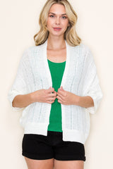 Ivory Kimono 3/4 Sleeve Sweater Cardigan