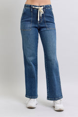 Parker's High Waisted Drawstring Wide Leg Jeans