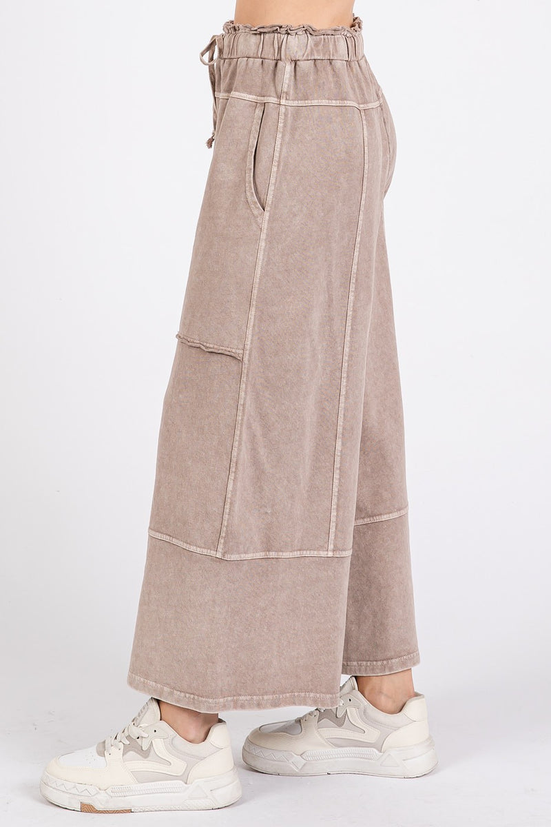 French Terry Knit Wide Leg Pant