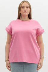 Curvy Pink Braided Sleeve Top