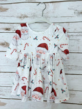 Kids White Santa and Candy Cane Dress