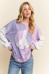 Lavender ColorBlock Peace Sign Top