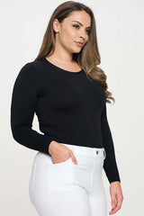 Curvy Seamless Round Neck Long Sleeve Top