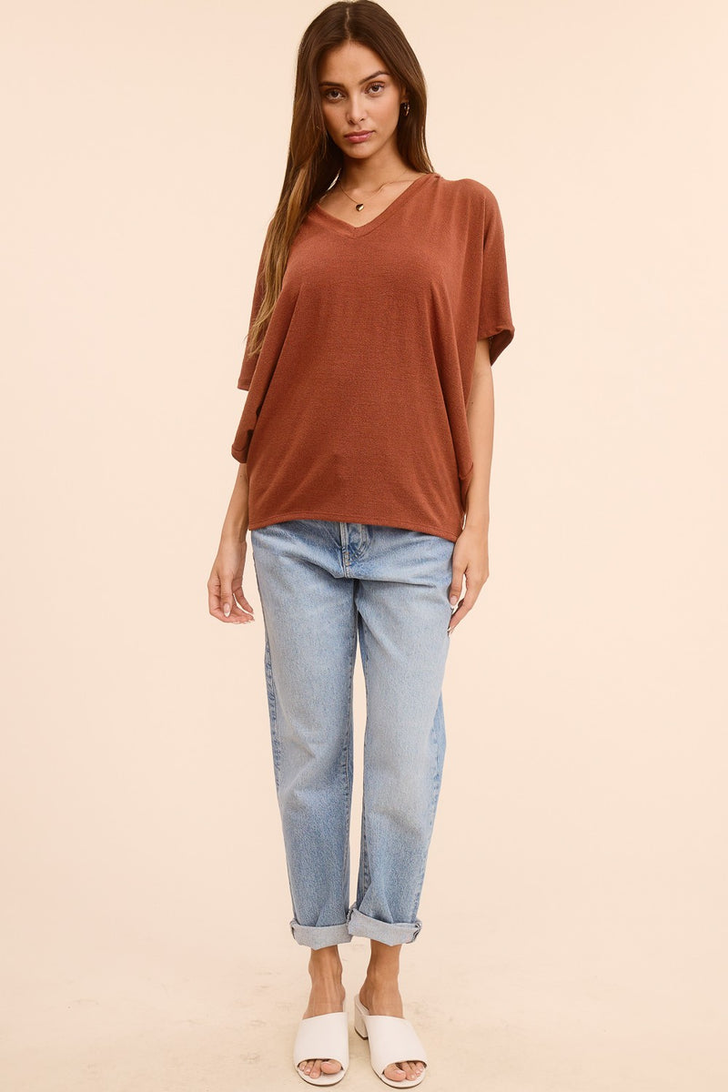 V-Neck Dolman Short Sleeve Top