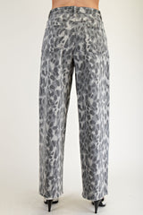 Gray High Waisted Animal Print Pants