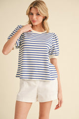 Royal Blue and White Striped Top