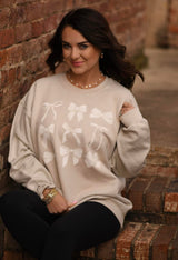 Tan Crewneck With Bows