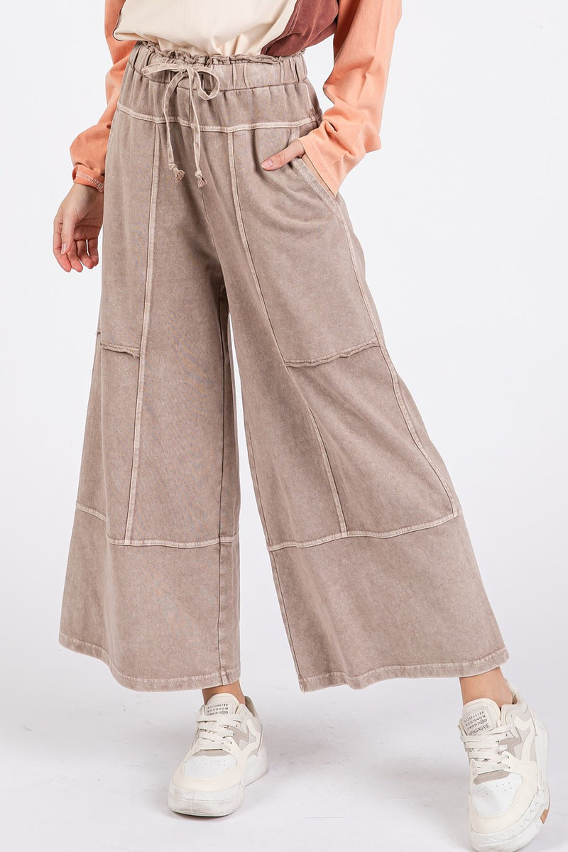 French Terry Knit Wide Leg Pant