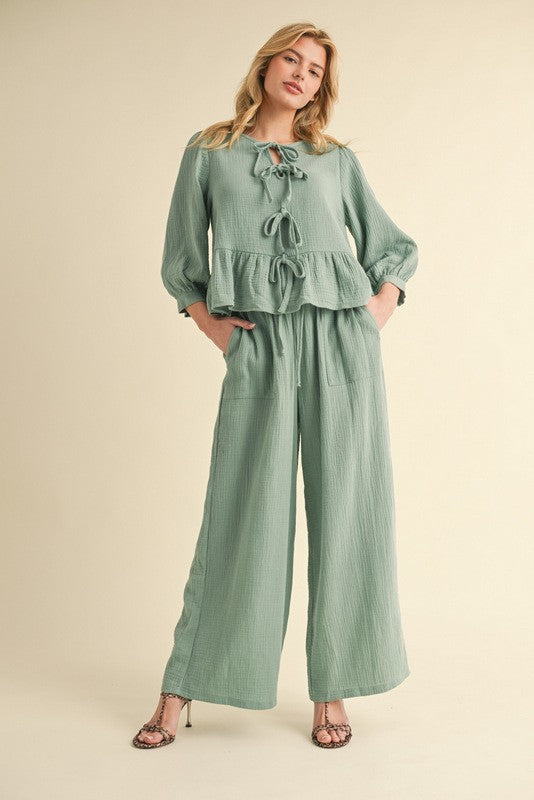 Sage Linen Drawstring Pants