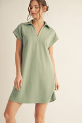 Solid Sage Collared Soft Dress