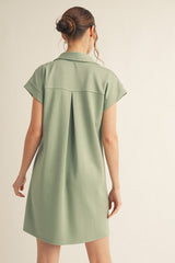 Solid Sage Collared Soft Dress