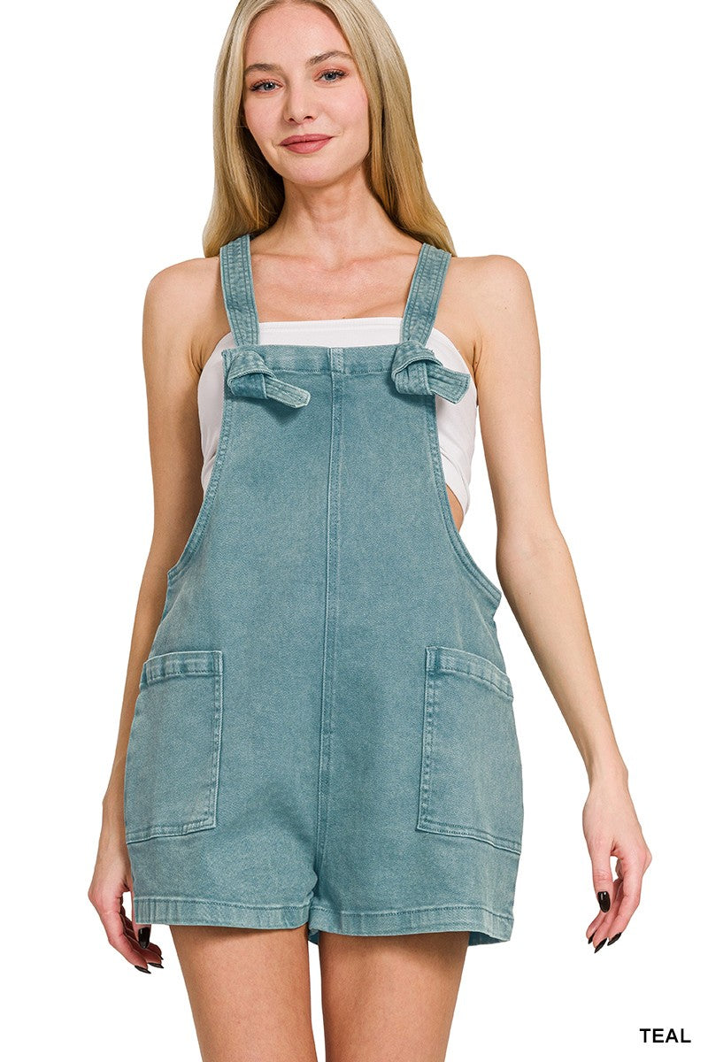 Mineral Wash Knotted Strap Romper