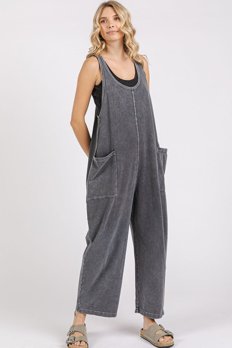 Slouchy Knit Overalls with Front Pockets