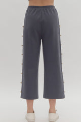 Pearl Embellished Elastic Waist Pants