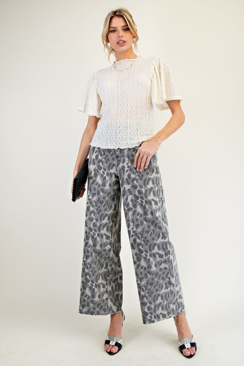 Gray High Waisted Animal Print Pants