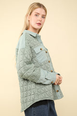 Curvy Sage Quilted Shacket