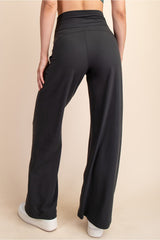 Black Ultimate Soft Cross Waist Wide Leg Pants