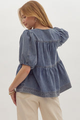 Curvy Denim Front Tie Top