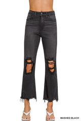 Claire's Black Distressed Straight Jeans