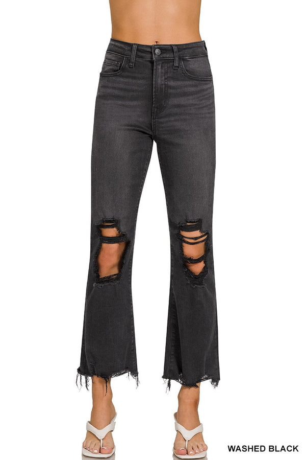 Claire's Black Distressed Straight Jeans