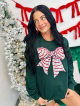 Forest Green Christmas Tree Cake Bow Sweatshirt