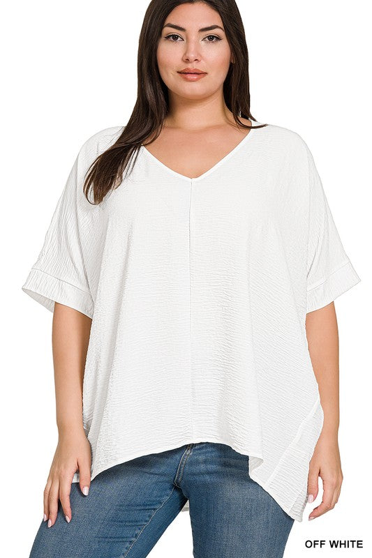 Curvy Basic Woven Dressy Top