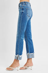 Tommi High Rise Crop Straight Cuffed Jeans