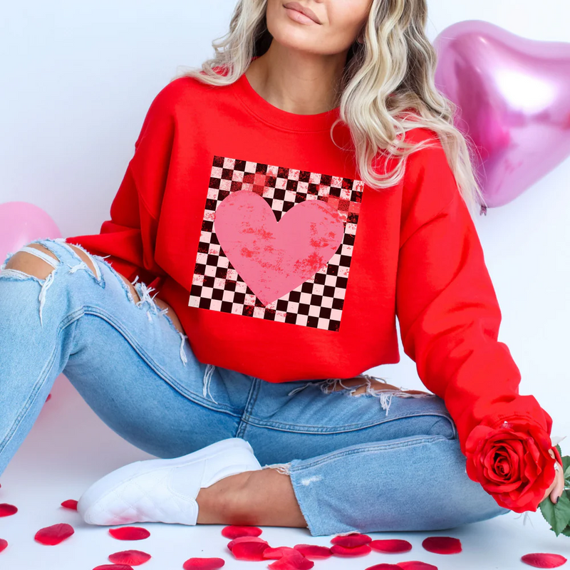 Checkered Heart Sweatshirt