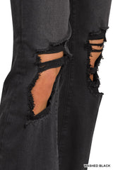 Claire's Black Distressed Straight Jeans