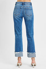 Tommi High Rise Crop Straight Cuffed Jeans