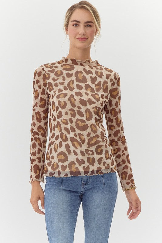 Leopard Print Sheer Top