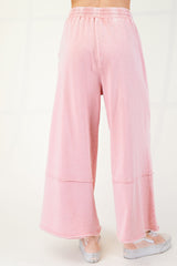 Pink Flower Patch Mineral Washed Terry Knit Pants