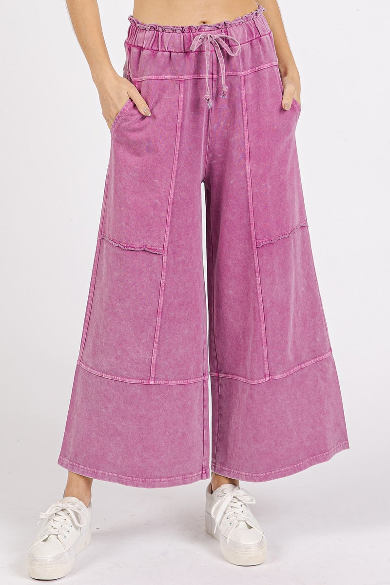 French Terry Knit Wide Leg Pant