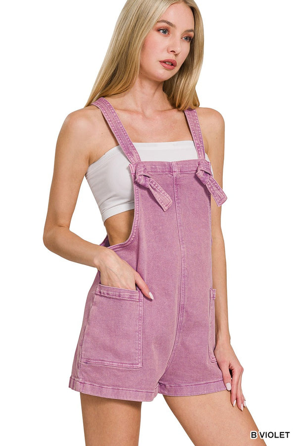 Mineral Wash Knotted Strap Romper