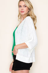 Ivory Kimono 3/4 Sleeve Sweater Cardigan