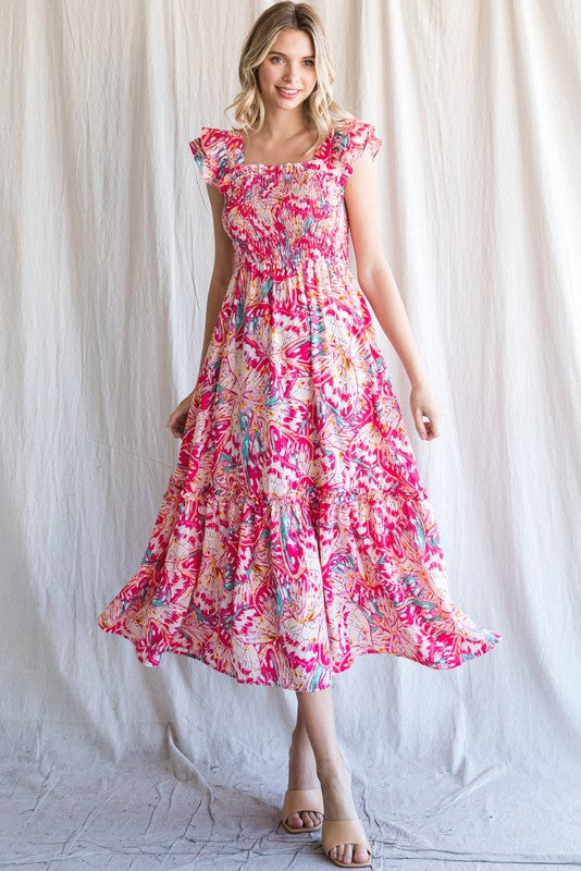 Pink Multi Smocked Top Maxi Dress