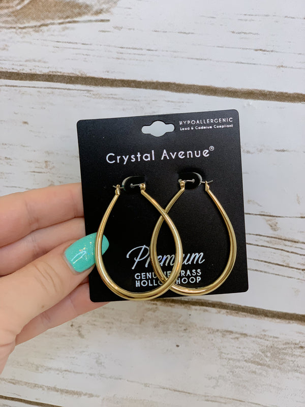 Gold Oval Hoops