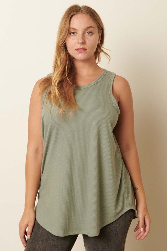 Curvy Basic Ribbed Tank